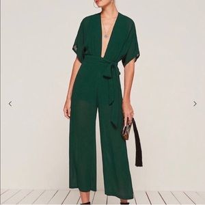 Reformation Lemongrass Jumpsuit in Emerald (Size 10)